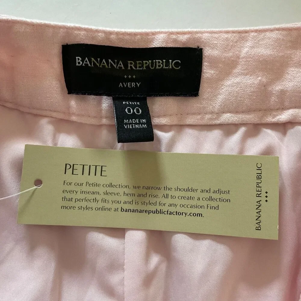 Banana Republic Avery Peach Linen Blend Tailored Ankle Pants 00 Petite Office